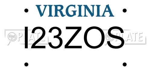 I23ZOS Virginia License Plate