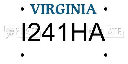 I241HA Virginia License Plate