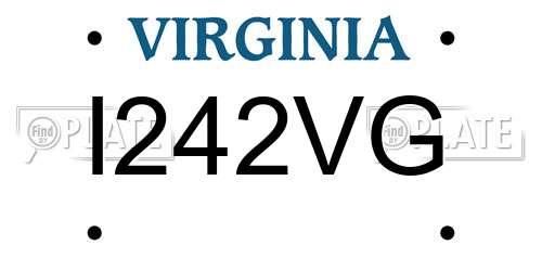 I242VG Virginia License Plate