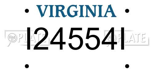 I24554I Virginia License Plate