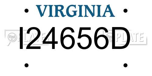 I24656D Virginia License Plate