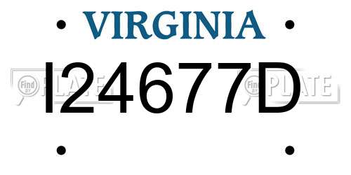 I24677D Virginia License Plate