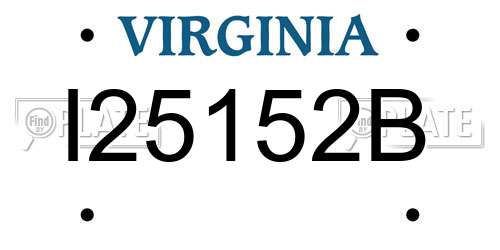 I25152B Virginia License Plate
