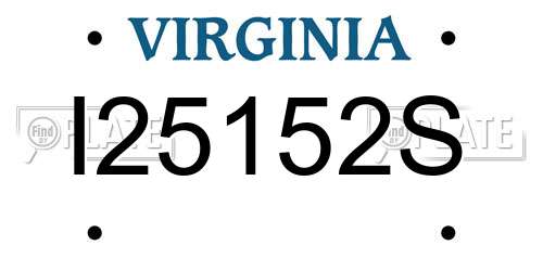 I25152S Virginia License Plate