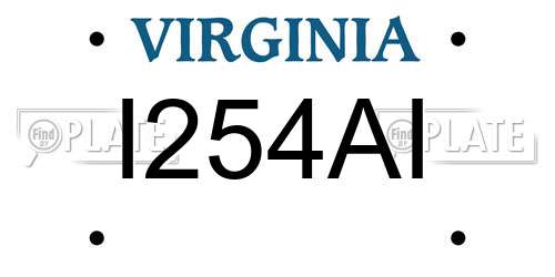 I254AI Virginia License Plate