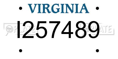 I257489 Virginia License Plate