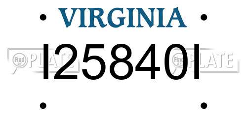 I25840I Virginia License Plate