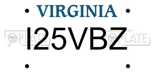 I25VBZ Virginia License Plate