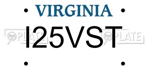 I25VST Virginia License Plate