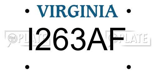 I263AF Virginia License Plate