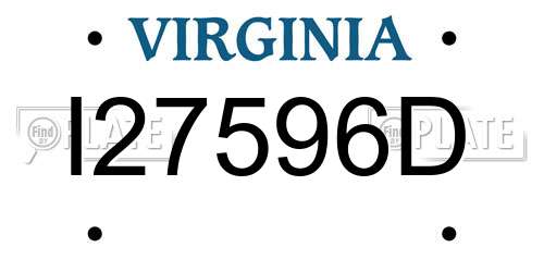 I27596D Virginia License Plate