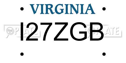 I27ZGB Virginia License Plate