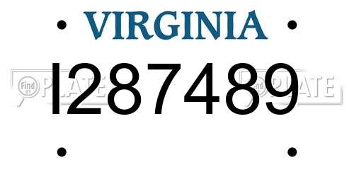 I287489 Virginia License Plate