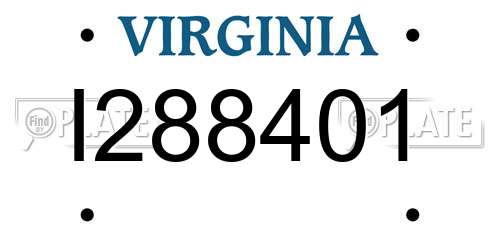 I288401 Virginia License Plate