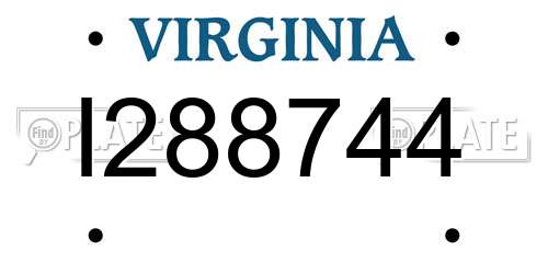 I288744 Virginia License Plate