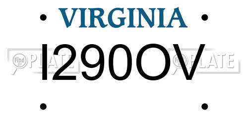 I290OV Virginia License Plate