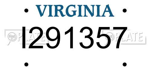 I291357 Virginia License Plate