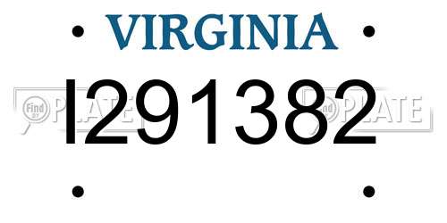 I291382 Virginia License Plate