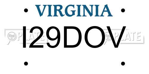 I29DOV Virginia License Plate