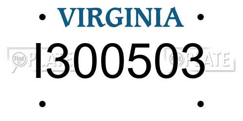 I300503 Virginia License Plate