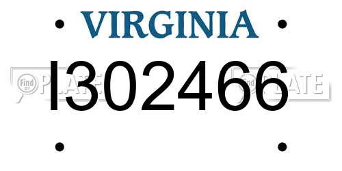 I302466 Virginia License Plate
