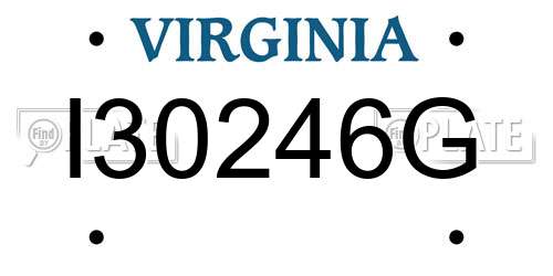I30246G Virginia License Plate