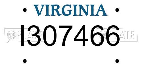 I307466 Virginia License Plate