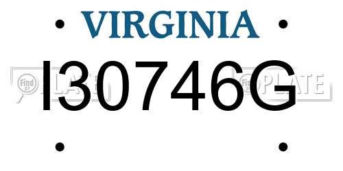 I30746G Virginia License Plate