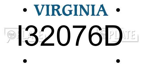 I32076D Virginia License Plate
