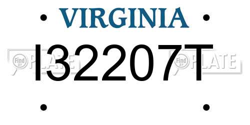 I32207T Virginia License Plate