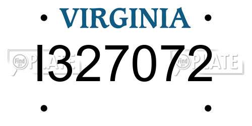 I327072 Virginia License Plate