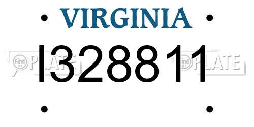 I328811 Virginia License Plate