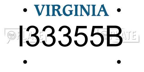 I33355B Virginia License Plate