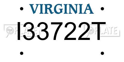 I33722T Virginia License Plate