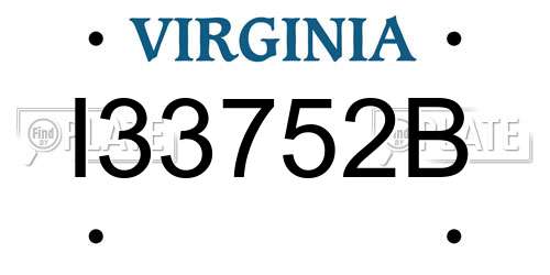 I33752B Virginia License Plate
