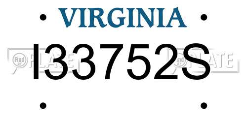 I33752S Virginia License Plate