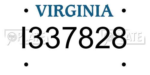 I337828 Virginia License Plate