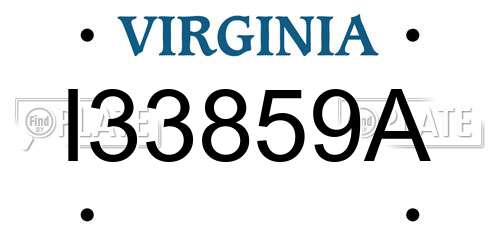 I33859A Virginia License Plate