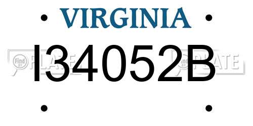 I34052B Virginia License Plate