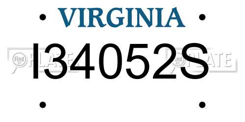 I34052S Virginia License Plate