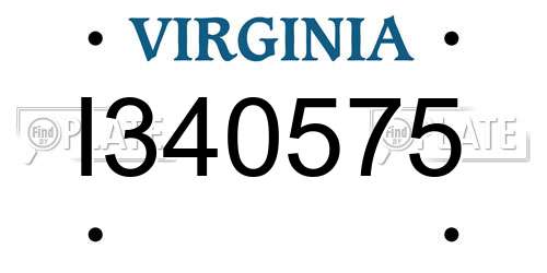 I340575 Virginia License Plate