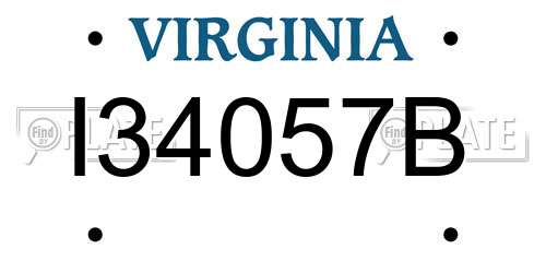 I34057B Virginia License Plate