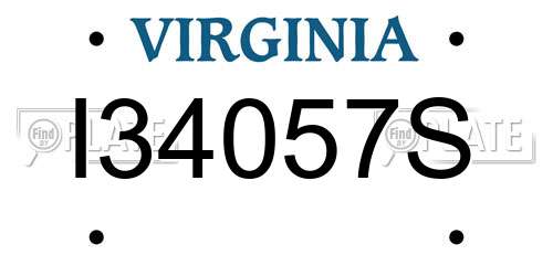 I34057S Virginia License Plate