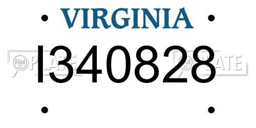 I340828 Virginia License Plate