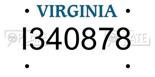 I340878 Virginia License Plate