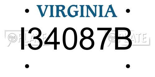 I34087B Virginia License Plate