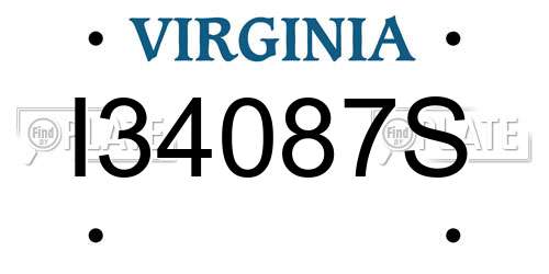 I34087S Virginia License Plate