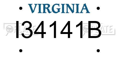 I34141B Virginia License Plate