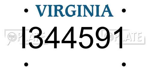 I344591 Virginia License Plate