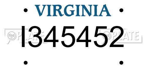 I345452 Virginia License Plate